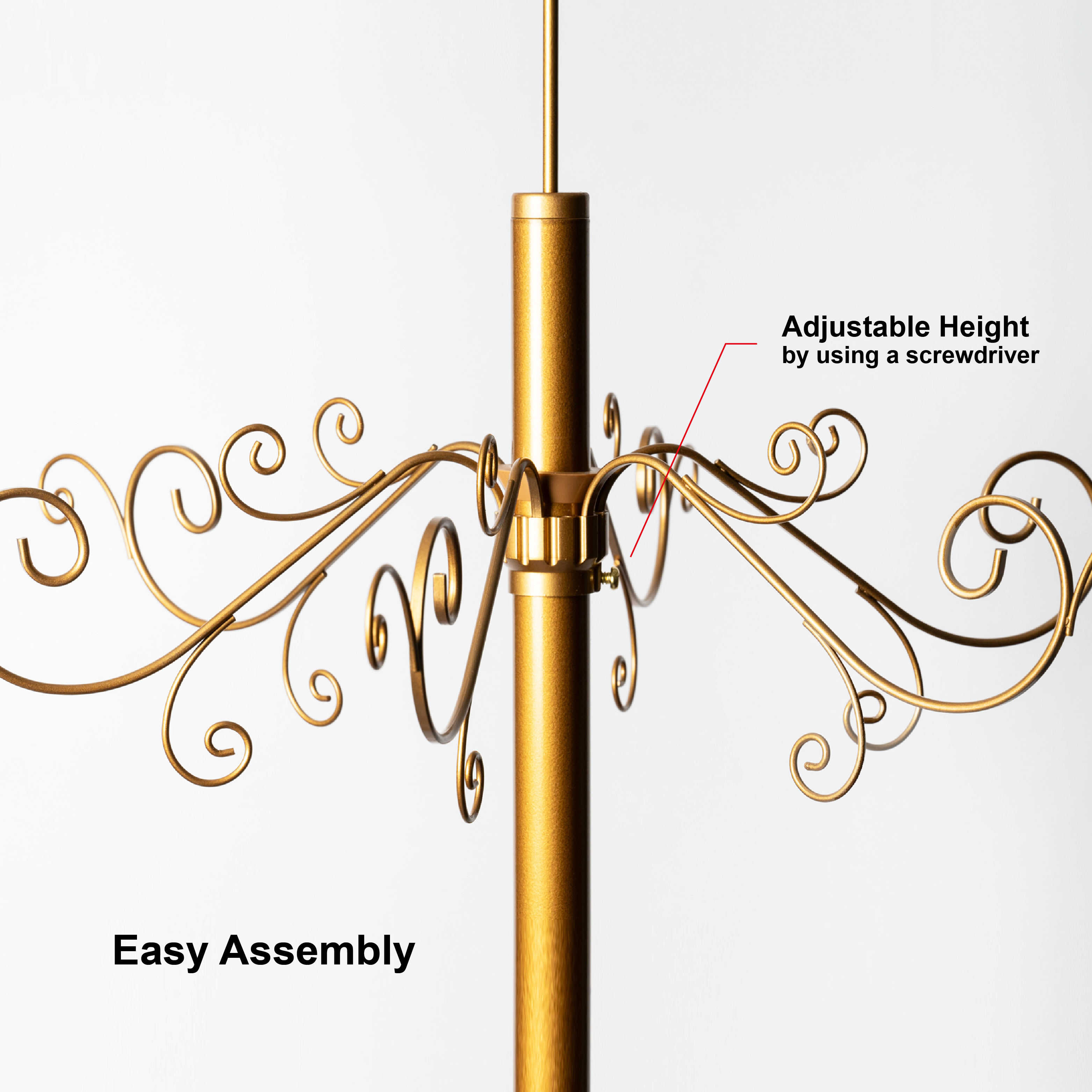 HOHIYA  6.5 Feet Wrought Iron Christmas Tree Alternative Metal Ornament Display Stand with 174 Hooks Extra Large Floor Standing ECO Xmas Tree for Keepsake Collections Gold